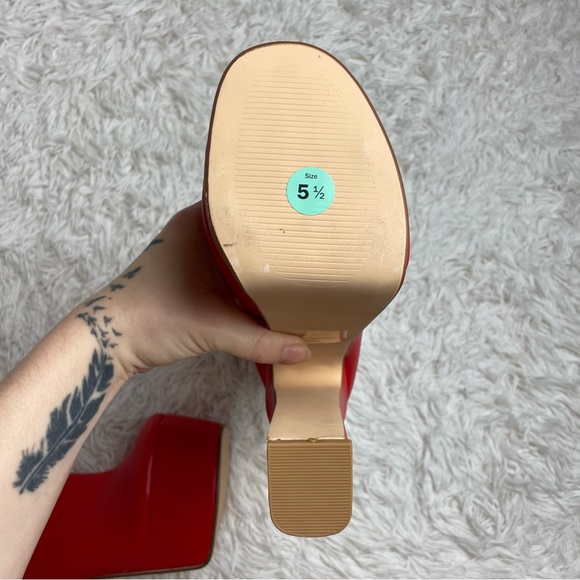 Red Litten Platform Boots Lemon Drop Dolls Kill NWOT NWOB Faux Leather - Picture 9 of 13